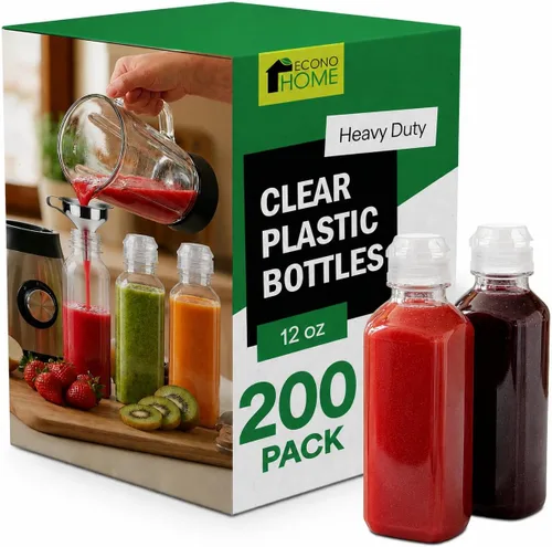 Vista 22 de EconoHome Paquete de 50 botellas cuadradas de jugo de 16 onzas, sin BPA