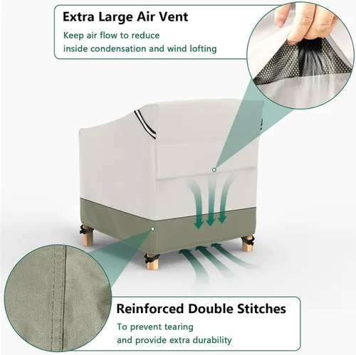 Vista 5 de AKEfit Fundas para sillas Adirondack para patio, paquete de 2 unidades, para sillas impermeables de hasta 29 pulgadas de ancho x 30 pulgadas