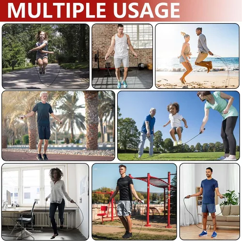 Vista 5 de Adjustable Weighted Jump Rope, 9ft Long Tangle-Free Rapid Speed Jumprope for Exercise Calisthenics Fitness Jumping Skipping Double Dutch Boxing