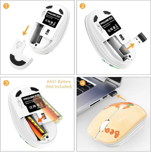 Vista 6 de JUHOO Ratón inalámbrico con nano receptor para PC, laptop, notebook, computadora, MacBook, menos ruido, ratones ópticos portátiles y móviles
