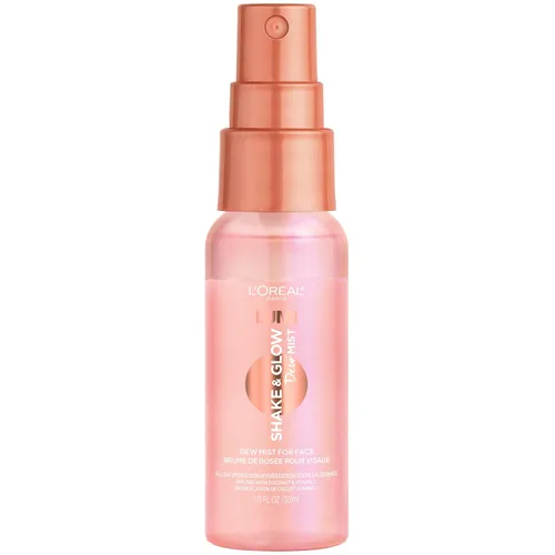 Vista 3 de L'Oréal Paris Maquillaje LUMI Shake and Glow Dew Mist, hidratante y calmante para la cara, prepara y fija, energiza la piel con un impulso saludable