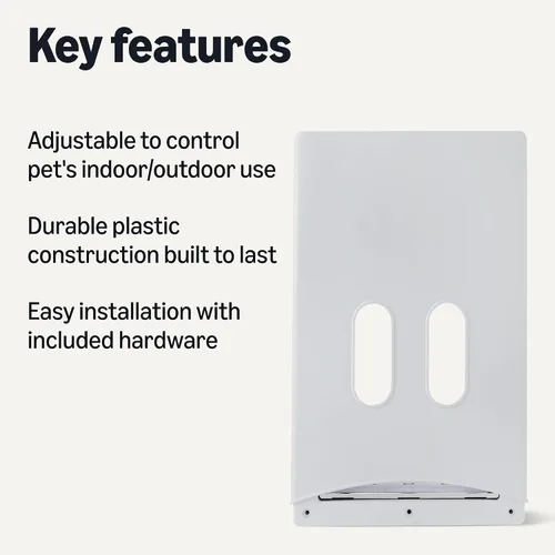 Vista 2 de Amazon Basics Puerta de plástico ajustable para perros y gatos con fácil instalación, grande, 20.00 x 13.31 x 4.45 pulgadas, blanco y gris