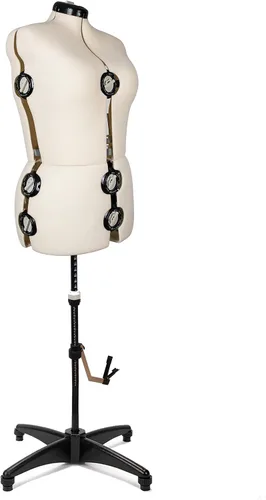Vista 3 de BHD BEAUTY Maniquí de Costura Ajustable de Tela Femenino Beige con 13 Diales para Coser, Torso Corporal de Maniquí con Soporte Trípode, Altura
