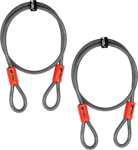 Vista 8 de BV Cable de seguridad resistente de 15 pies con bucles, cable de acero trenzado resistente a los cortes, versátil y resistente a la intemperie, Par