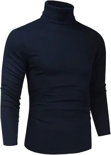 Vista 7 de Camiseta de manga larga para hombre, ajustada, ligera, con cuello de tortuga