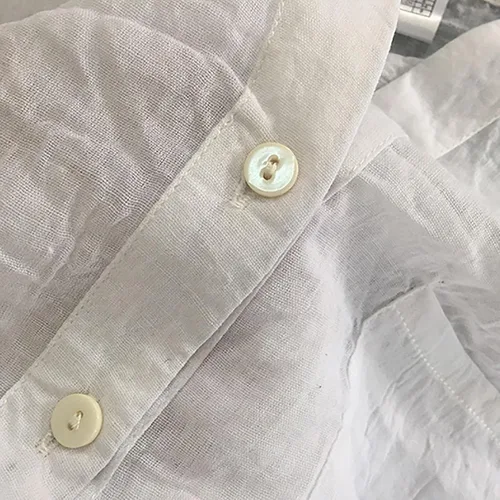 Vista 6 de Women's Roll-Up Cuffed HalfLong Sleeve Linen Shirts Blouse Solid Summer Cotton Tops Button Down V-Neck Blouse T Shirt