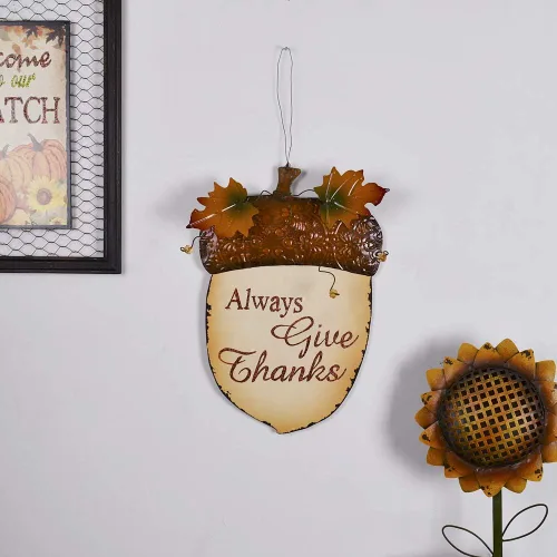 Vista 4 de Decoración de bellota de otoño colgante de madera cosecha rústica de otoño Decoración de bellota colgante B