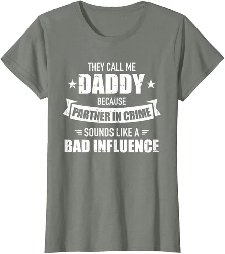 Vista 14 de Call me dad partner in crime bad influence camiseta divertida regalo papá, Negro, S