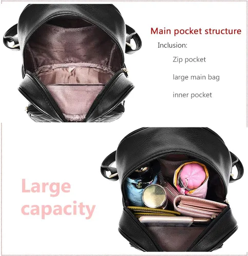 Vista 6 de Mochila de cuero pequeña para mujer mochila de viaje casual para niñas S