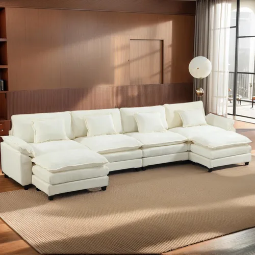 Vista 47 de Sofá Seccional, Sofá Modular Cloud con Otomana, Sofás Cama de Asiento Profundo con Almohadas Decorativas, Cómodo Sofá de Dos Plazas de Chenilla