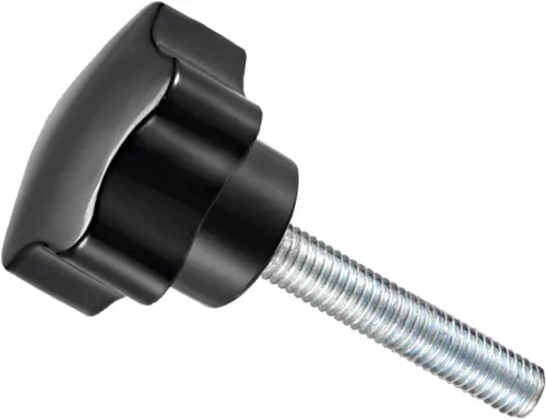 Vista 11 de Perillas de sujeción de estrella, rosca macho M5 x 0.984 in, cabeza de 0.945 in, mango de tornillo de pulgar de plástico, perno roscado, color negro