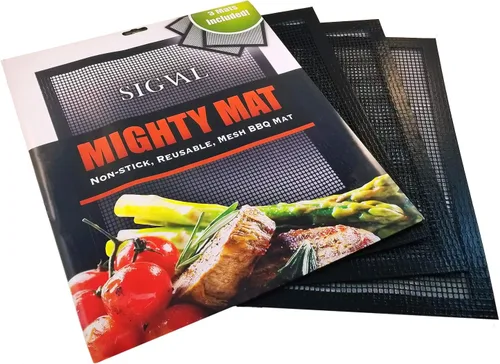Vista 2 de Mighty Mat - Juego de 3 alfombrillas reforzadas antiadherentes para ahumar y cocinar pescado, verduras, carnes en ahumador o parrilla