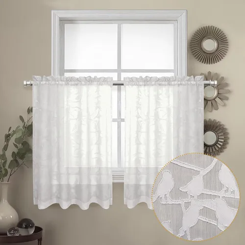 Vista 17 de OVZME Anji Clip Voile Sheer Tiers RD 2X30X36 Negro