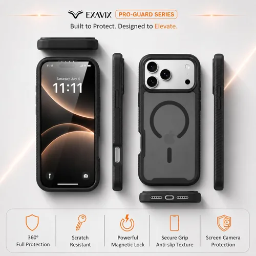 Vista 2 de Funda para iPhone 18 Pro Max y iPhone 17 Pro Max, color negro Protector de pantalla integrado, compatible con MagSafe, protección de cuerpo completo