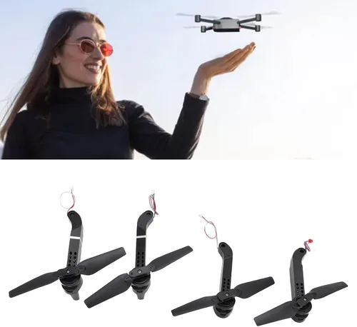 Vista 4 de RiToEasysports Piezas de drones, 4PCS Drone Motor Brazos con Hélices Drones de Plástico Marco Partes para E88 E99 E10 RC Cuadricóptero Plegable