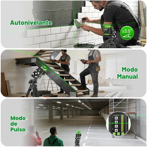 Vista 8 de Huepar Nivel láser 360 autonivelante con alineación de pivote de punto fijo