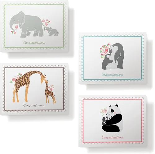 Vista 3 de Twigs Papel – Surtido de tarjetas de felicitación para baby shower en blanco con sobres, tarjetas de felicitación para niños y niñas, tarjetas