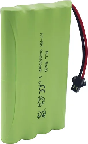 Vista 5 de Batería recargable AA de 9.6 V 2800 mAh con enchufe SM-2P con cable de carga USB para juguetes RC coches, camiones, tanques, vehículos