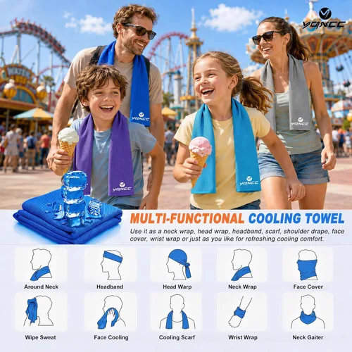 Vista 4 de YQXCC Paquete de 8 toallas refrescantes (47 x 12 pulgadas), toalla de cuello fría de hielo, microfibra suave y transpirable para yoga, golf
