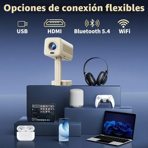 Vista 3 de Mini proyector 1920*1280P HD Smart Projector con Wifi y BT incorporado App