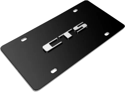 Vista 3 de iPick Image Placa de matrícula de acero inoxidable negra hecha para Cadillac CTS 3D