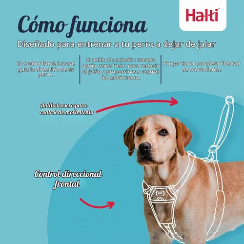 Vista 3 de Arnés Halti Sin Tirones - Detiene a Tu Perro de Tirar de la Correa. Ajustable, Ligero y Fácil de Usar. Arnés Reflectante para Entrenamiento de Negro
