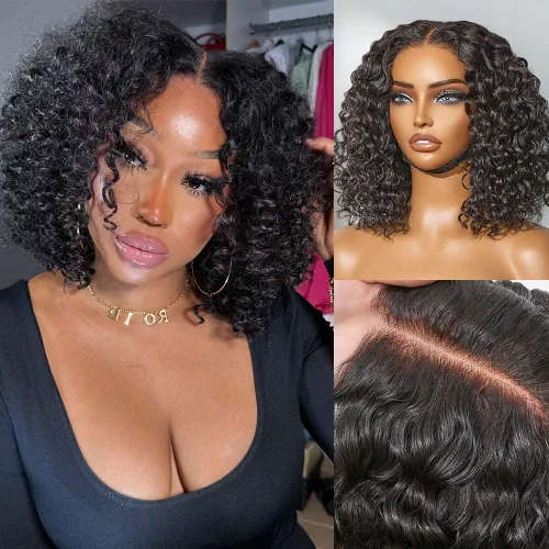Vista 30 de LUVME HAIR Pelucas de cabello humano rizado sin pegamento de 6 pulgadas, precortadas, indetectable, HD, encaje Bob, peluca corta y rizada con ondas