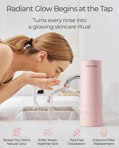 Vista 3 de Waterdrop BFC3-Lite – Filtro de agua para lavado facial, filtro para lavabo de baño para piel, reduce 99% de cloro, limpieza profunda a nanoescala