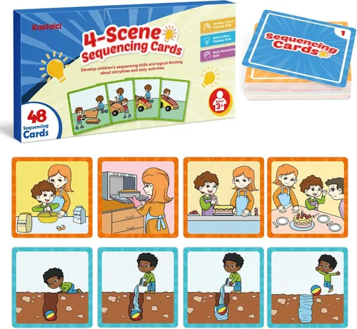 Vista 12 de Kasfalci Tarjetas de secuenciación, juego de secuencia para niños, materiales de terapia del habla para autismo, mejorar la narración de historias