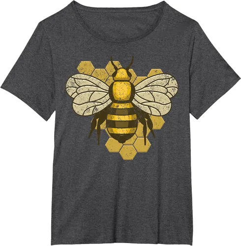 Vista 10 de Retro Beekeeper Beekeeper Honey Bumblebee Vintage Saves Bees T-Shirt Asphalt Grey