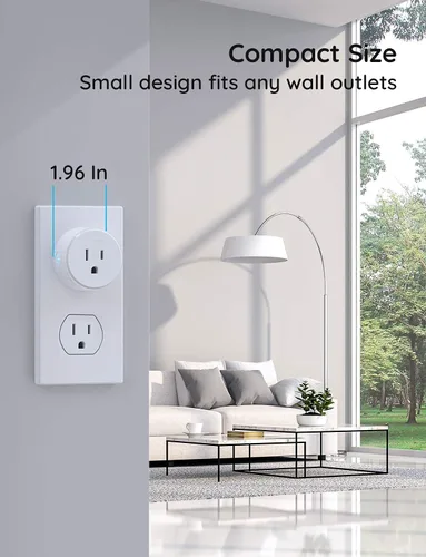 Vista 8 de Govee Paquete de 2 enchufes inteligentes duales, toma Bluetooth WiFi de 15 A, funciona con Alexa y Google Assistant, paquete de diseño compacto 2