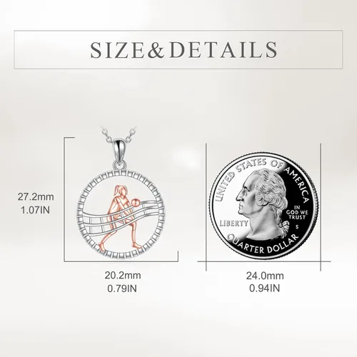 Vista 5 de CRMAD Collar de voleibol de plata de ley para jugadores, joyería inspiradora deportiva para mujer