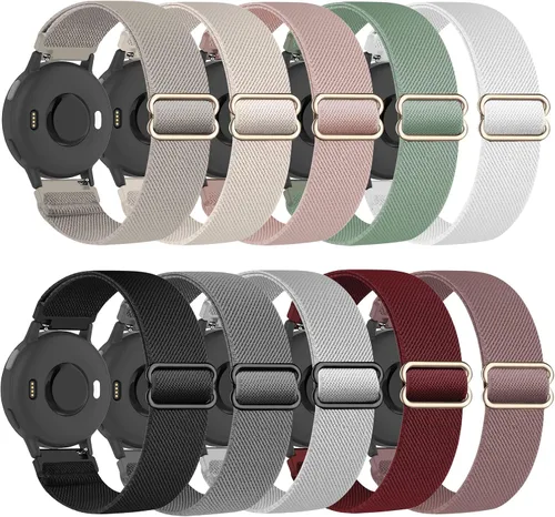 Vista 10 de Compatible con banda Garmin Vivoactive 5 de 20mm, Vivoactive 6/3, paquete de 10 correas de reloj de nailon para Garmin Forerunner