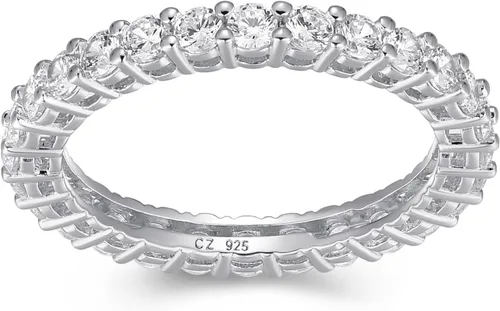 Vista 7 de Amazon Essentials Eternity Band - Anillo de plata de ley con circonita cúbica