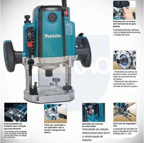 Vista 4 de Makita RP2301FC 3-1/4 HP* Router de inmersión, con velocidad variable
