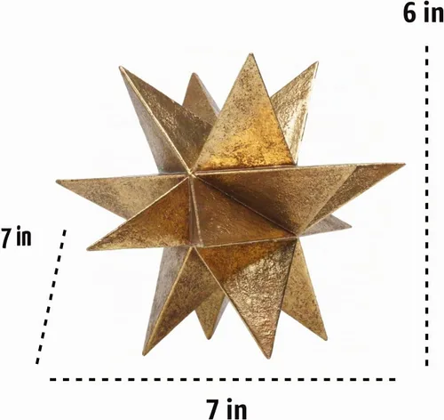 Vista 7 de Braxio Decoración de interiores de estilo moderno, estrellas de resina dorada multiángulo, escultura geométrica abstracta para sala de estar