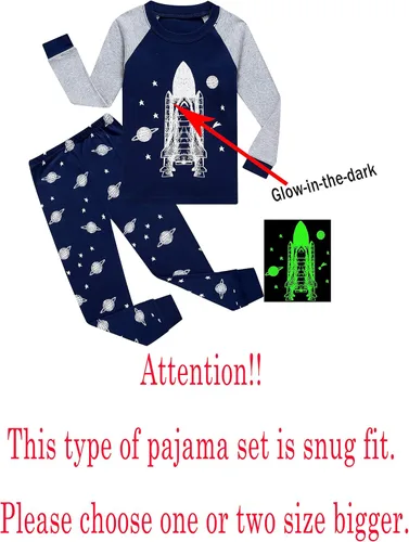 Vista 2 de Family Feeling - Conjunto de 2 piezas de pijama de Navidad a rayas para niños y niñas, 100% algodón