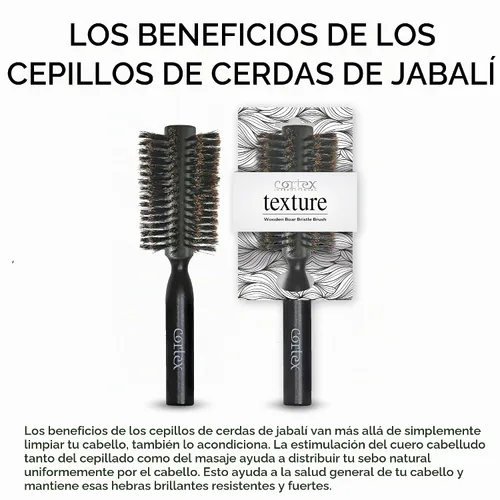 Vista 7 de Cortex Professional Cepillo redondo 100% de cerdas de jabalí – Cepillos para el cabello para mujeres y hombres, cepillo redondo para secado