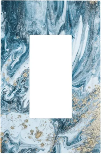 Vista 31 de Arte Moderno Abstracto de Lujo Turquesa Oscuro Verde Azulado Azul Gris Patrón Texturizado de Mármol 1 Gang Interruptor de Luz de Palanca Simple