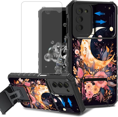 Vista 76 de Funda para teléfono Samsung Galaxy A15 5G con protector de pantalla con cubierta deslizante para cámara y soporte de doble capa híbrida resistente a
