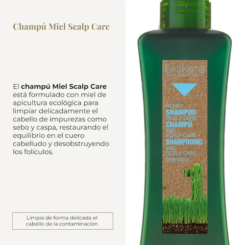 Vista 2 de SALERM - Champú para cuero cabelludo sensible - Champú Biokera Natura Honey Scalp Care - 10.1 fl oz - Ayuda a limpiar el cuero cabelludo de sebo