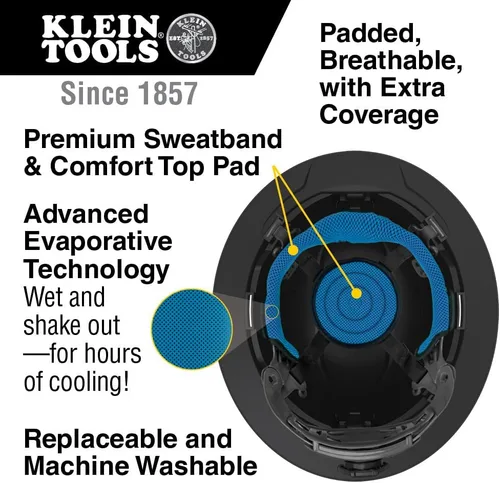 Vista 3 de Klein Tools KARBN Full Brim Vented Hard hat, Class C, Premium Comfort and Jobsite Protection