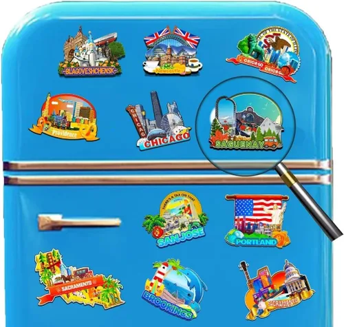 Vista 4 de Saguenay - Imán de madera para nevera, diseño de Canadá, monumentos 3D, recuerdos coleccionables, decoración hecha a mano -2273