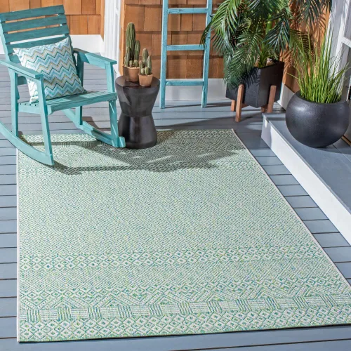 Vista 48 de SAFAVIEH Alfombra lavable al aire libre, colección Courtyard - 2'3" x 5', gris y negro, no desprende pelusa y fácil limpieza, ideal para patio