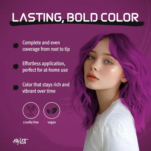 Vista 2 de Splat Berry Blast - Kit de tinte semipermanente para el cabello con blanqueador, 1 aplicación, incluye tinte para el cabello rosa morado, óxido