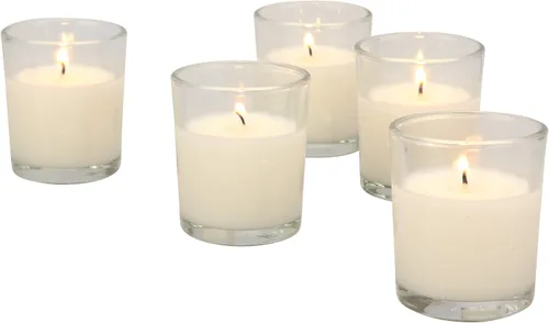 Vista 14 de Stonebriar Velas votivas: 12 horas de tiempo de combustión, velas rellenas de cera de larga duración sin perfume en vidrio transparente para Blanco