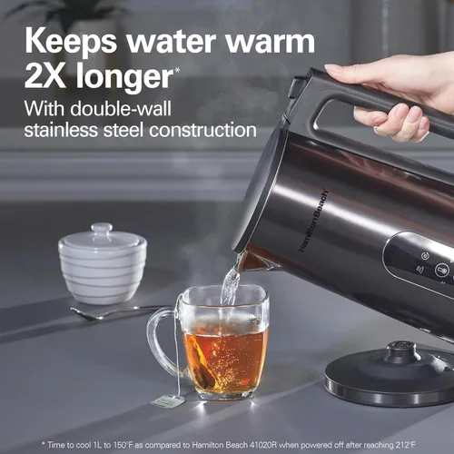 Vista 2 de Hamilton Beach Digital - Tetera eléctrica de 1,7 L, caldera de agua y calentador