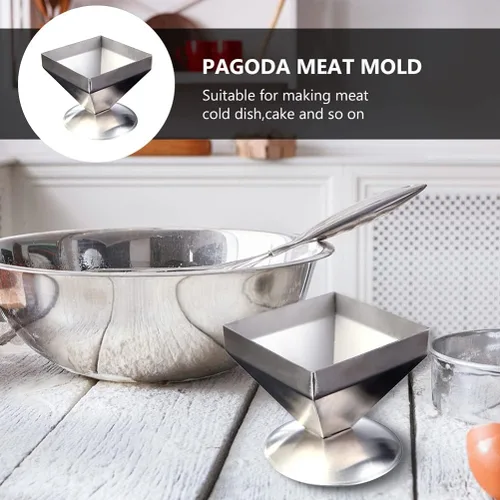 Vista 6 de DOITOOL Molde de pirámide de acero inoxidable, molde de carne, anillo para pastel, forma de triángulo, forma de relleno de alimentos, moldeador