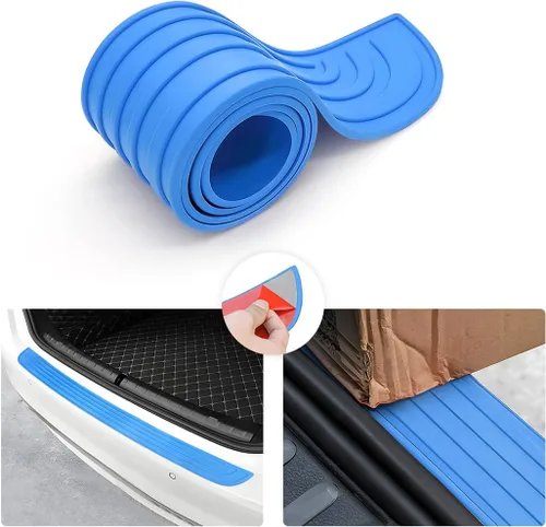 Vista 9 de Protector de parachoques trasero de automóvil, tira de goma antiarañazos para la mayoría de automóviles y SUV trunk-door entry coverage, abrasion