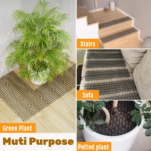 Vista 5 de Tapete de 8.5 x 6.5 pulgadas para gatos con 6 grapas de jardín y 6 lazos, paquete de 12 alfombrillas disuasorias para gatos para valla de jardín